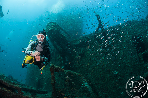 diver on the wreck